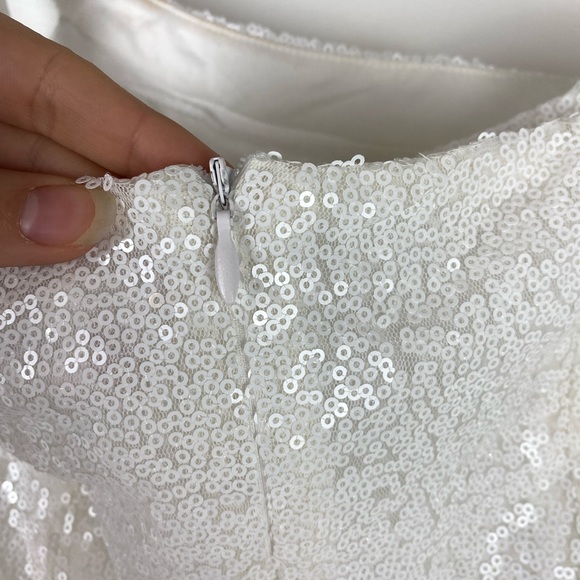 Superdown Revolve Cicely Mini Dress White Sequined One Strap Cocktail Bridal M - Picture 9 of 9